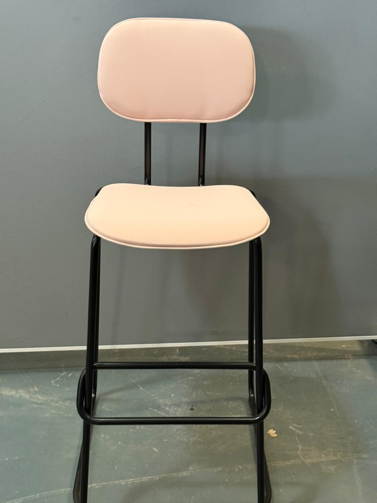 Pink Studio Stool Modern Soft-Pink Bar Stool with Metal Frame – HS Online HS